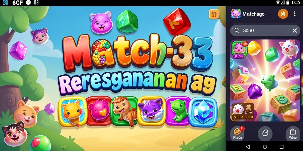 Gameplay Match-3 seru dengan kombinasi warna-warni yang menawan.