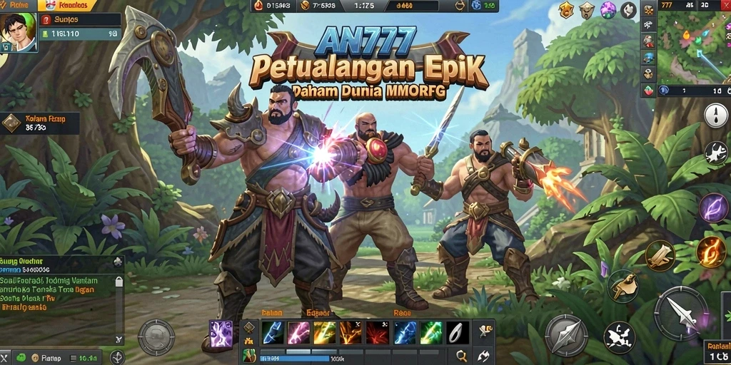 Tampilan aksi seru dalam gameplay AN777 MMORPG.