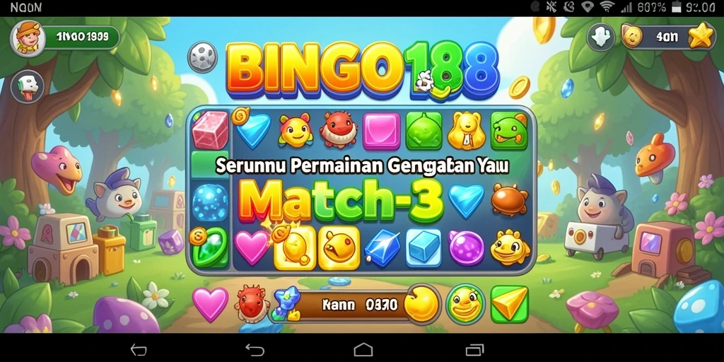 Gameplay seru BINGO188 dengan tantangan match-3 yang menarik.