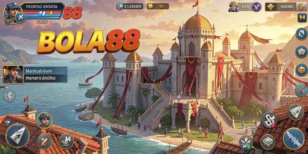 Tampilan gameplay BOLA88 yang penuh aksi menara pertahanan.