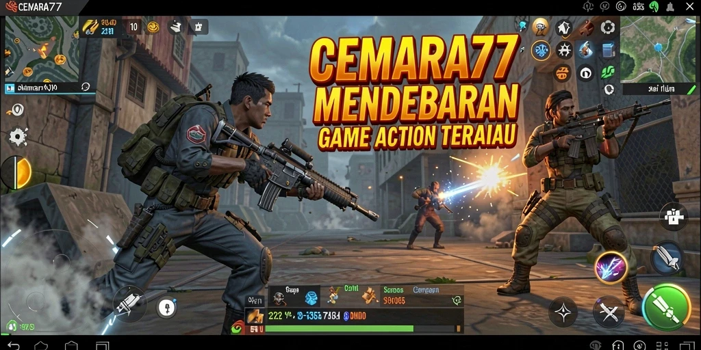 Tampilan gameplay CEMARA77 dengan aksi yang intens dan grafis yang menakjubkan.