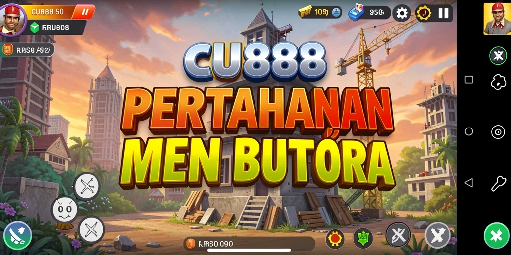 Tampilan seru gameplay CU888 dengan strategi menara yang menantang.