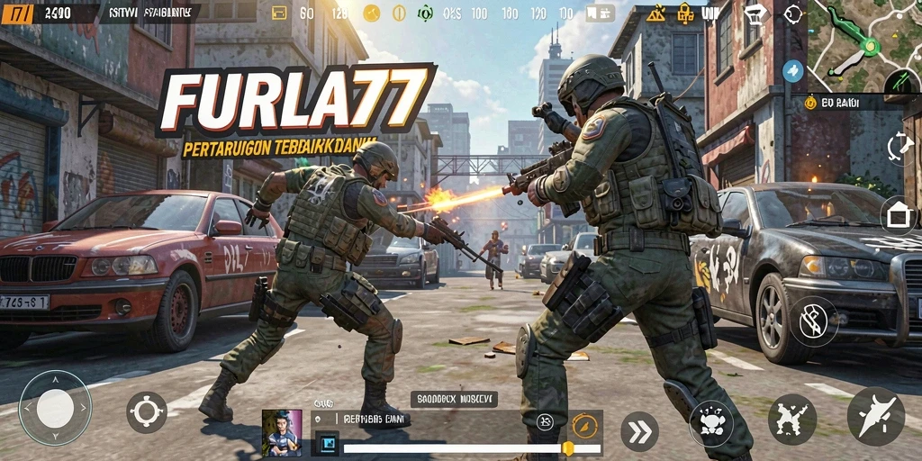 Tampilan seru dari gameplay FURLA77 dalam pertandingan Battle Royale.