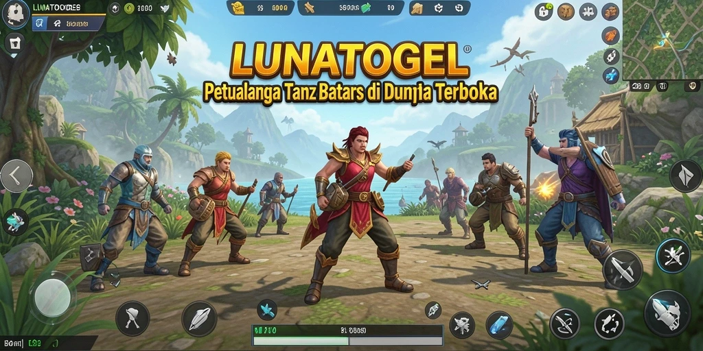 Screenshot gameplay LUNATOGEL menampilkan eksplorasi dunia terbuka yang luas.